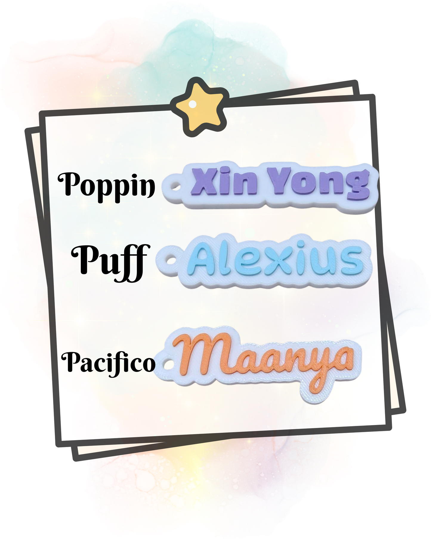 Customised 3D Printed Name Tag Keychain